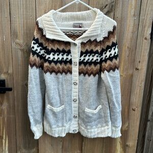 Alpaca Connection Small Tall Peruvian Wearable Art Aztec Folk Cardigan Sweater